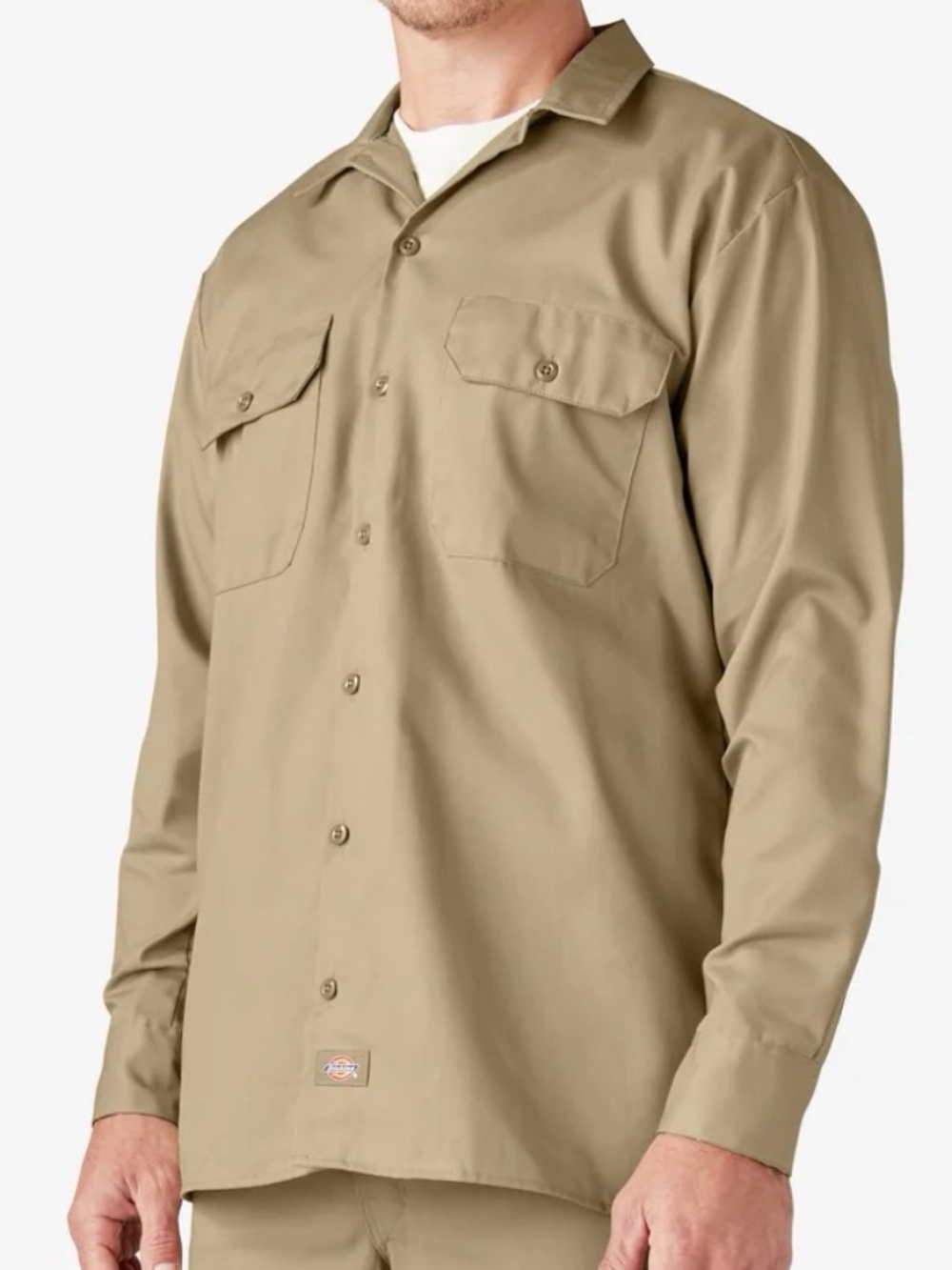 NEW Dickies Mens 2XL Original Fit Beige Long Sleeve Work Shirt Durable NWT